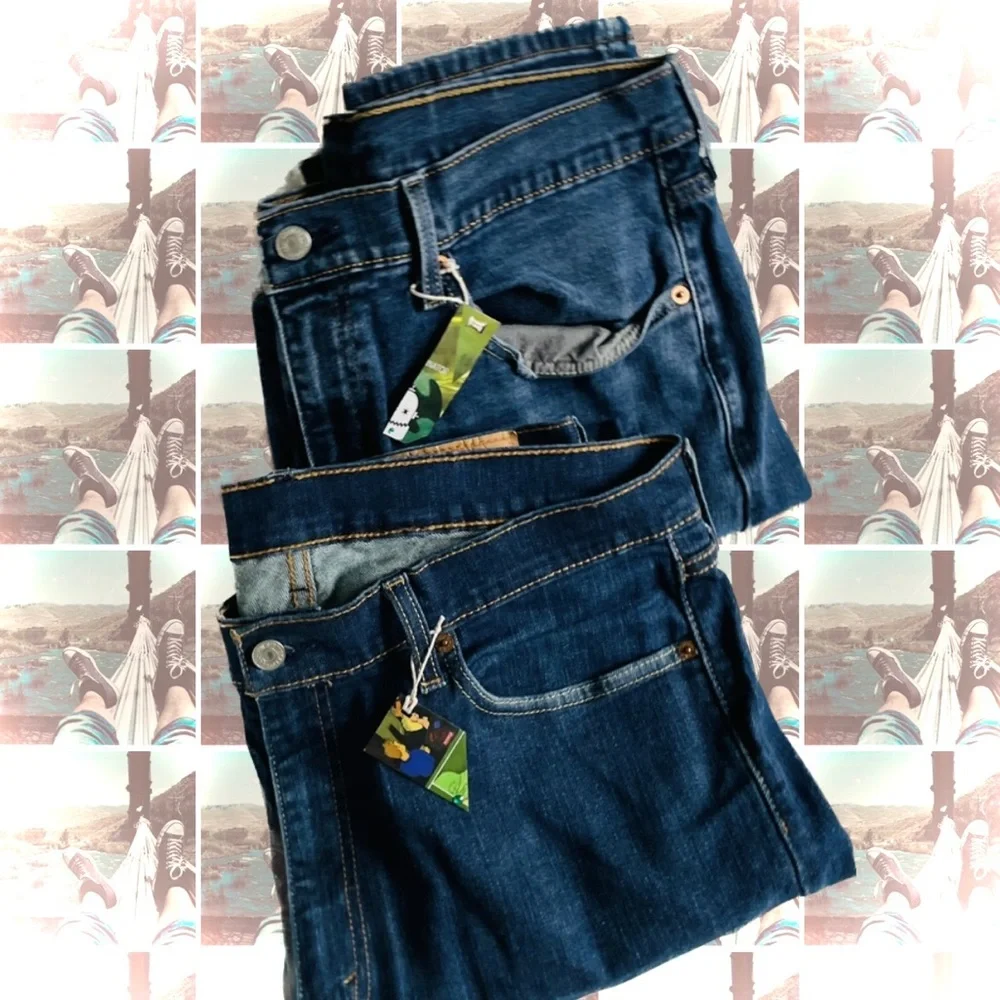LEVI STRAUSS | 36 x 32 | 513 Dark Wash Men’s Lot of 2 Pairs Straight Leg Jeans